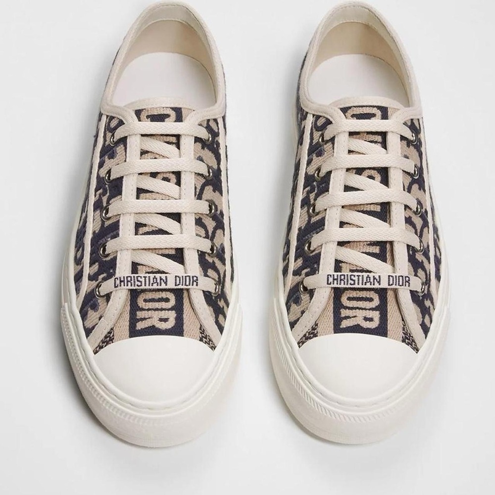 SOLD! Christian Dior Beige & Navy Logo Canvas Sneaker